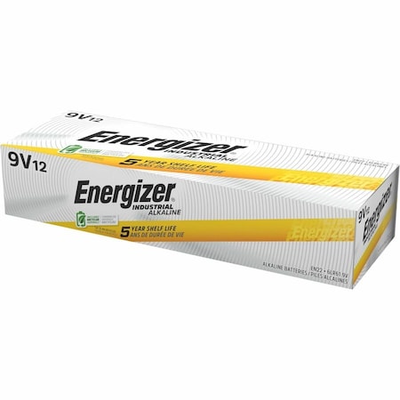 Energizer Industrial 9V Alkaline Battery, 9V DC, PK12 EN22
