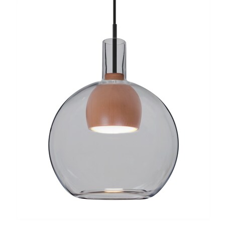 Besa Lighting Besa Benji Pendant, Smoke/Medium, Black Finish, 1x 9W LED 1JT-BENJISMMD-LED-BK