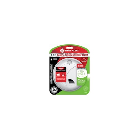 First Alert Hardwired Photoelectric Smoke & Carbon Monoxide Alarm, Voice & Location Alert, Battery Backup 1046778