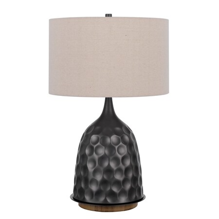 Homeroots 29" Gray Metal Table Lamp With Brown Drum Shade 524739