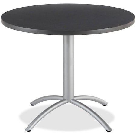 Iceberg CafeWorks Cafe/Breakroom Table, Graphite Granite Top, Silver Frame, 36 in Dia x 30 in H 65628