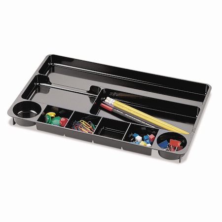 Officemate Nine Comp Recycled Desk Drawer Organizer, Plastic, 14x9x1.125, Black OIC26032