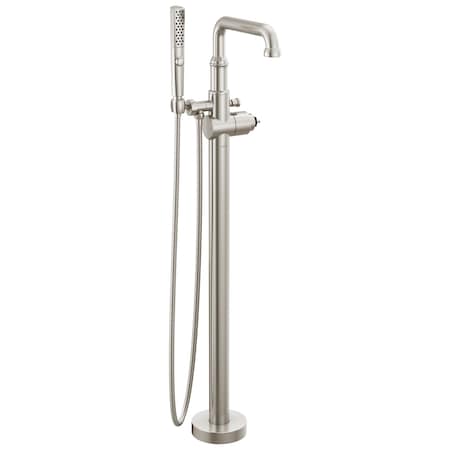 Delta Broderick Floor Mount Tub Filler Trim- Less Handle In Lumicoat Stainless T4784-SS-PR-LHP-FL