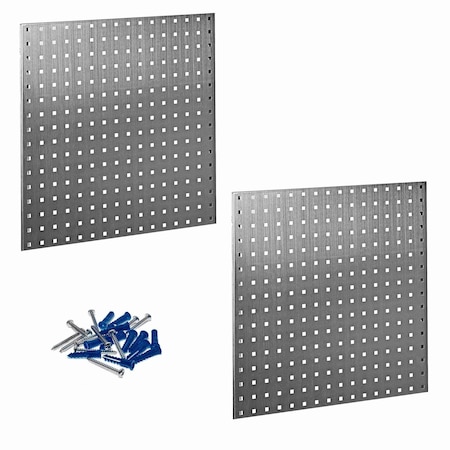 Triton Products (2) Square Hole Pegboards W/ Mounting Hardware, Stainless Steel 18-Gauge Steel, 24" W x 24" H LB1-S