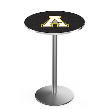 Holland Bar Stool Co 42" Stainless Steel Appalachian State Pub Table, 36" dia. Top L214S4236AppStU