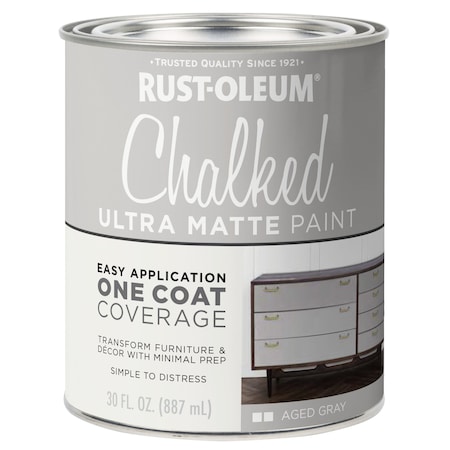Rust-Oleum Chalked Ultra Matte Paint, Aged Gray, 1 Qt 285143