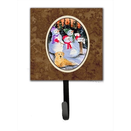 Micasa 4.25 x 6 in. Snowman with Golden Retriever Leash Or Key Hook MI234508