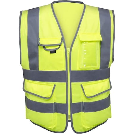 Neiko Safety Vest with Pockets, 7 Pocket, High Visibility Vest, Reflective Strips, Zipper Front 6X-Large 54000A
