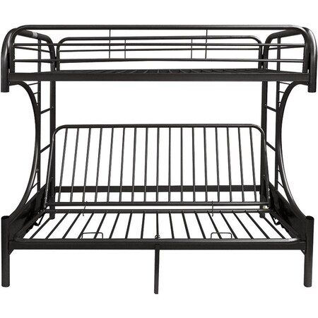 Homeroots Black Twin Over Full Contemporary Metal Bunk Bed 286584