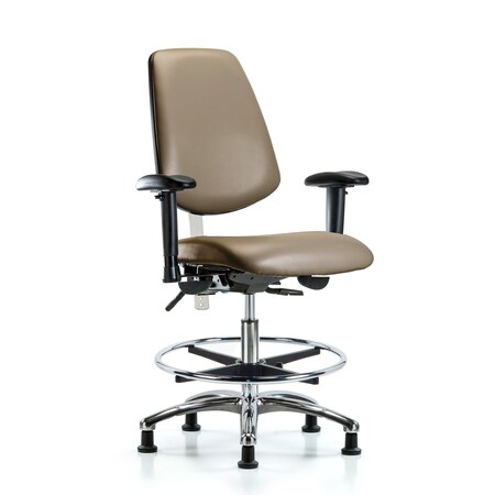 Blue Ridge Ergonomics Vinyl Clean Room Chair, Adjustable Arms BR-NCR-VMBCH-MB-CR-T0-A1-CF-RG-8809