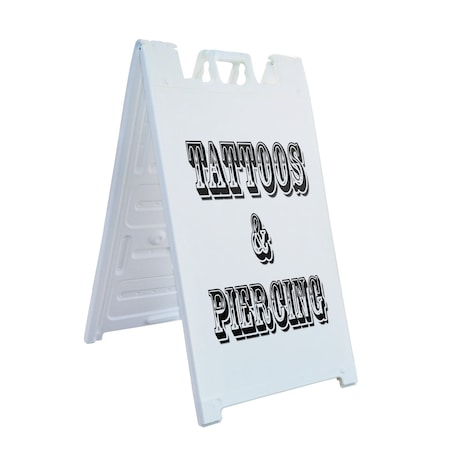 Signmission Tattoos & Piercing, A-Frame & 2 Sign Inserts, Heavy-Duty Plastic Frame SBHD-C-2436-Tattoos & Piercing