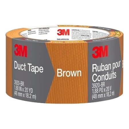 Scotch 3920-BR Duct Tape, 20 yd L, 1.88 in W, Polyethylene-Coated Cloth Backing, Brown 2120-BR