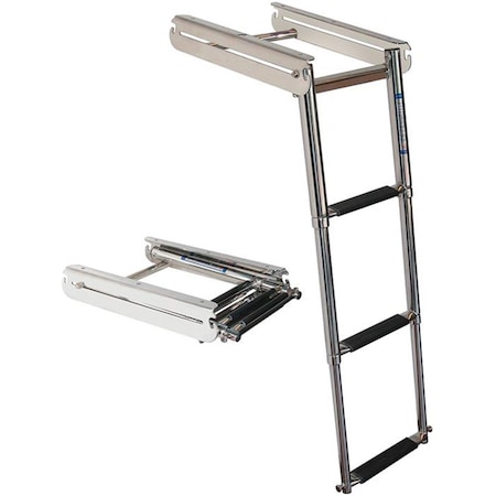 Jif Marine 4-Step Under Platform Sliding Ladder Stainless Steel 316 Spring Loaded Latch FOGS-4