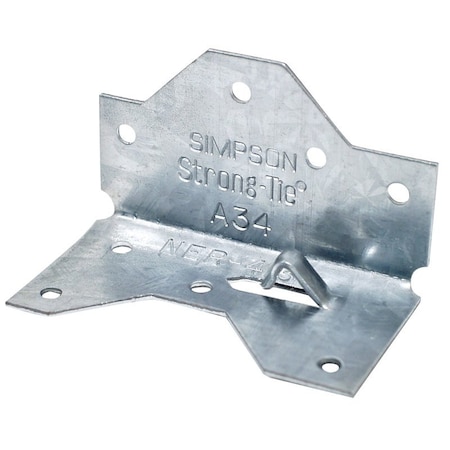 Simpson Strong-Tie Framing Angle, 1-7/16 in W, 2-1/2 in D, Steel, Galvanized/Zinc A34