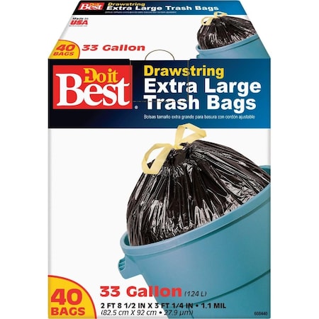 All-Source 33 Gal. Extra Large Black Trash Bag, 40PK 608440