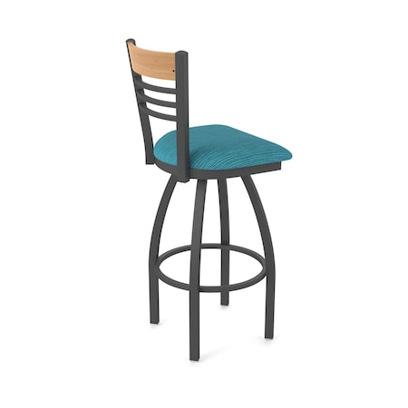 Holland Bar Stool Co Eleanor 25in Swivel Counter Stool with Pewter Finish, Medium Back and Graph Tidal Seat 880