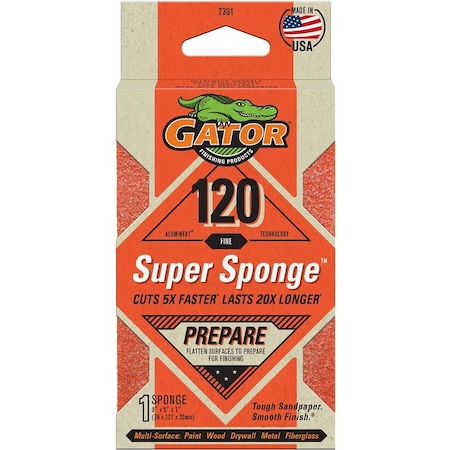 Gator Sanding Sponge 3X5X1In 120Grt 7301