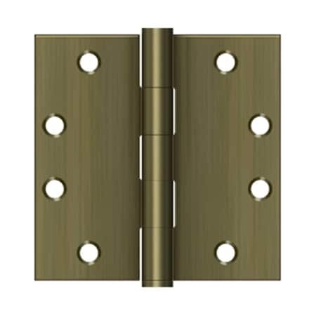Dendesigns 4.5 x 4.5 in. Square Hinge, Antique Brass DE945746