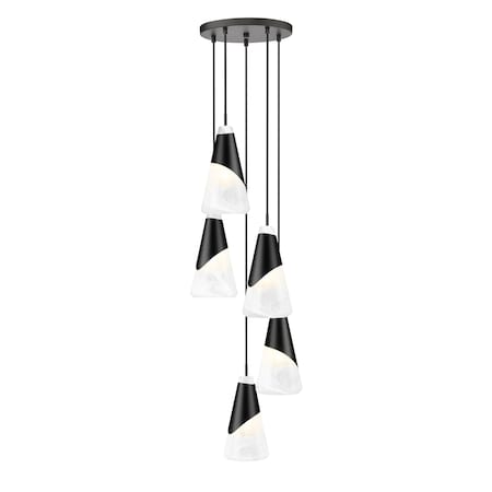 Z-Lite Aimie 5-Light Chandelier, 12 in W x 13 in H, Matte Black 828P6-5R-MB