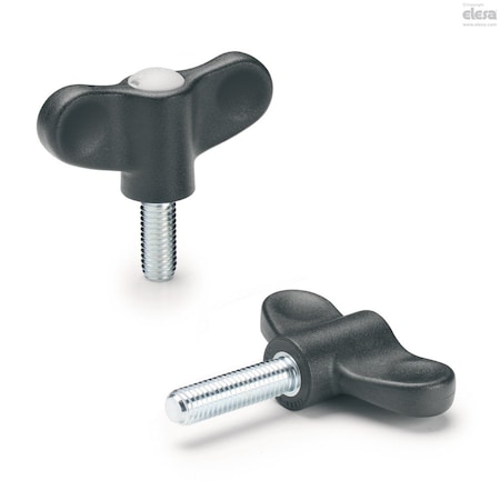 Elesa Thumb Screw, M6-40, Wing, Zinc Plated, 24 mm Head Ht, 40 mm Lg EWN-p