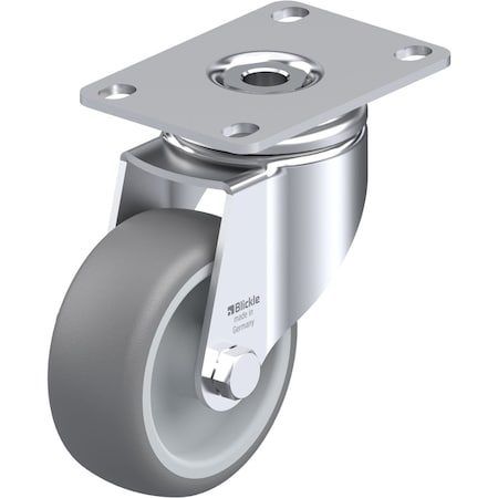 Blickle Swivel Plate Caster, TPR, 3-1/8", 220 lb. LKPA-TPA 80G-12