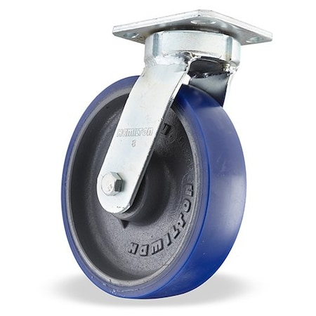 Hamilton Standard Duty Kingpinless Caster, 8" x 2" Ergo-Glide Polyurethane (85A) on Cast Iron Wheels S-52K-8SPB