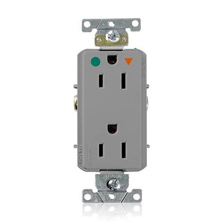 Leviton DPl HG/IG Rec 15A 125V Self-Gr Gry D8200-IGG