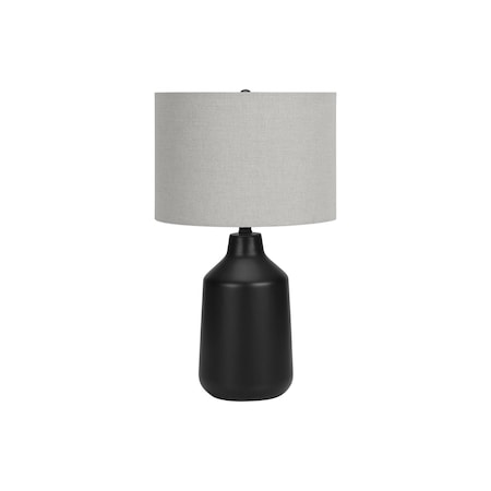 Homeroots 24" Black Concrete Urn Table Lamp With Gray Drum Shade 545839