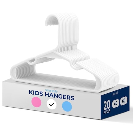 Serenelife 20 Pcs Plastic Kids Hangers SLKHWH20