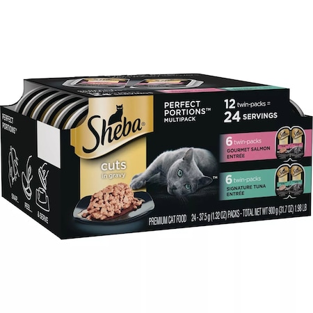 Sheba Perfect Portions Cuts in Gravy Gourmet Salmon/Signature Tuna Adult Wet Cat Food, 12PK 798540