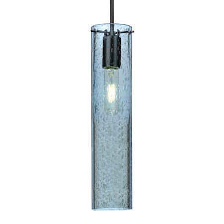 Besa Lighting Besa Juni 16 Pendant, Blue Bubble, Black Finish, 1x 60W MAX E26 Base 1JT-JUNI16BL-BK