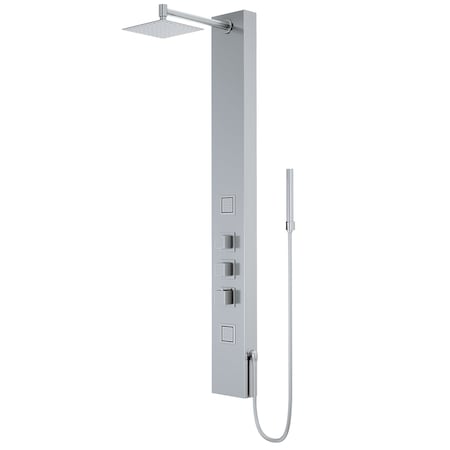 Vigo 55 in. H x 6 in. W 2-Jet Shower Panel System with Square Head & Hand Shower Wand, Stainless Steel VG08012ST