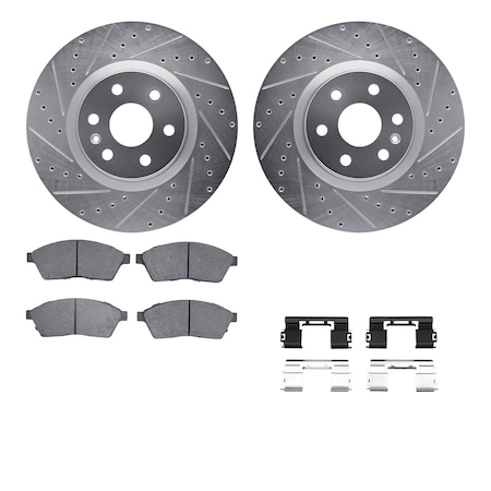 Dynamic Friction Co DFC Rotors-Drilled & Slotted-Silver w/ EURO 5000 Ceramic Brake Pads Incl Hdw 7612-46031