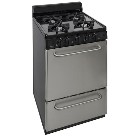 Premier Gas Range, 4 Open Burners, 24 inW x 40 inH x 26 inD, 2.42 cu. ft. Oven, Stainless Steel 805787