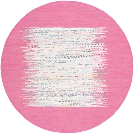 Safavieh Montauk Hand Woven Round Area RugIvory & Pink 4 x 4 ft. MTK711A-4R