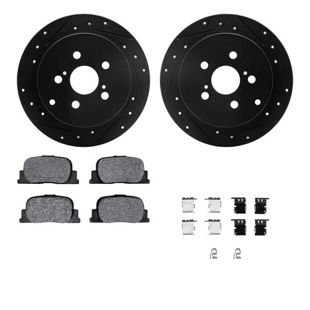 Dynamic Friction Co DFC Rotors-Drilled & Slotted-Black w/ 5000 Advanced Brake Pads Incl Hdw 8512-76085