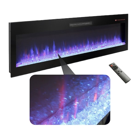 Edendirect 60 in. Wall Mount Electric Fireplace with Remote Control in Black ZR-W1769139419