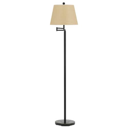 Homeroots 60" Bronze Swing Arm Floor Lamp With White Square Shade 526237