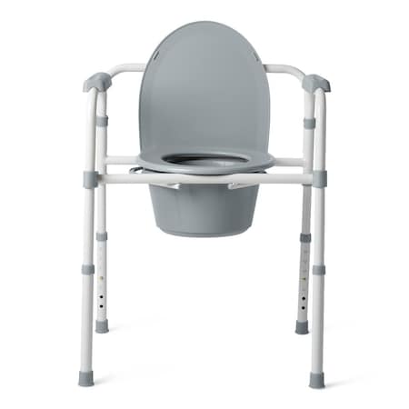 Medline Steel 3-in-1 Folding Commode, Includes Seat with Lid, Bucket, Armrests, and Splashguard, 4PK G1-200X4