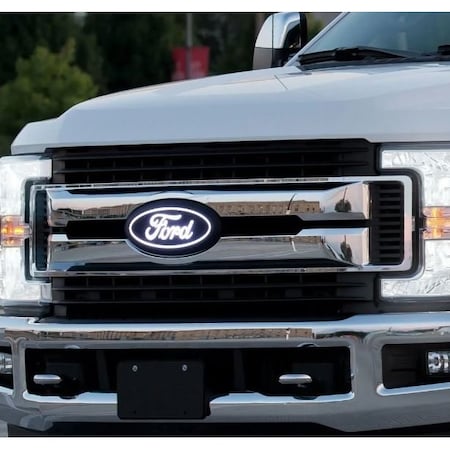 Putco Emblems, Licensed FORD Logo; White LED; Grille; Without Camera Cutout; Black; IP69K Rated; Plug And 92701
