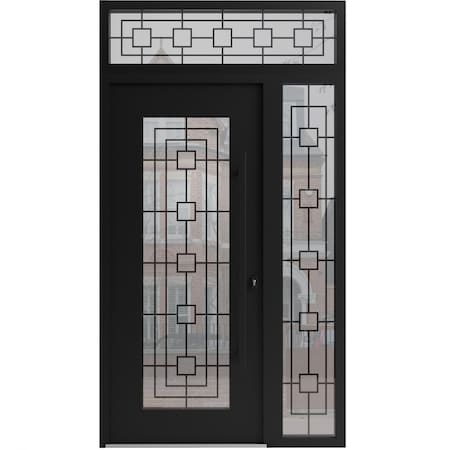 Vdomdoors Aluminum Door Iron 1688 Black Entry Steel Metal Classic Painted 48 x 94 (36+12 x 80+14)-Left Inswin IRON1688EXD-BLK-W36+12xH80+14-LH-I