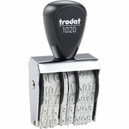 Trodat Size 2 Rubber Date Stamp, Date Stamp, 0.19in Impression Length, 4 Bands, Gray, Rubber, Steel RD020