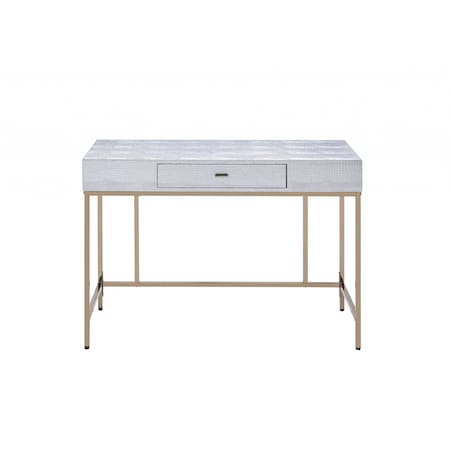 Homeroots 43" Silver and Champagne Writing Desk 319070