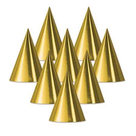Goldengifts Foil Cone Hat, Gold, 48PK GO122461