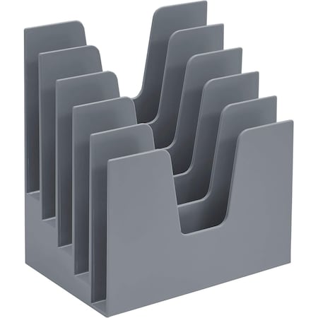Acrimet 5 Section Incline File Sorter Desk Organizer Rack for Office Desktop Plastic Silver Color 225.4
