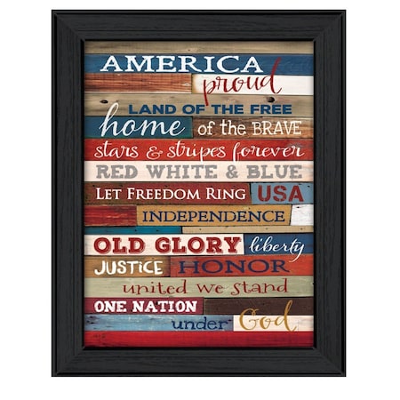 Homeroots America Proud 3 Black Framed Print Wall Art 405180