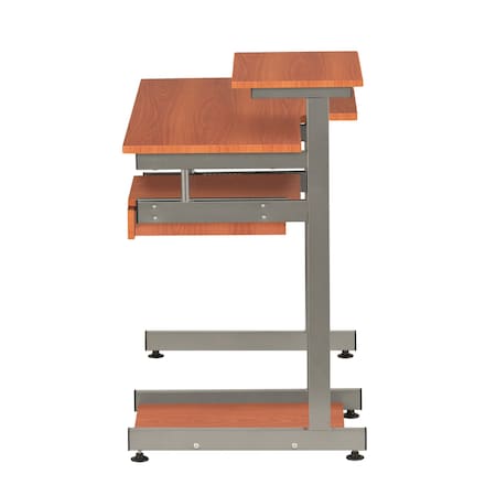Homeroots 38" Oak Wood and Stainless Steel Computer Desk 723735