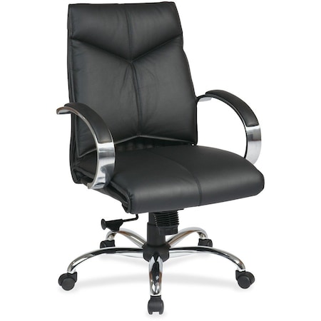 Office Star Exec Chair, Leather, Black, 16-19" Seat Ht, Overall Height: 37-3/4" 8201