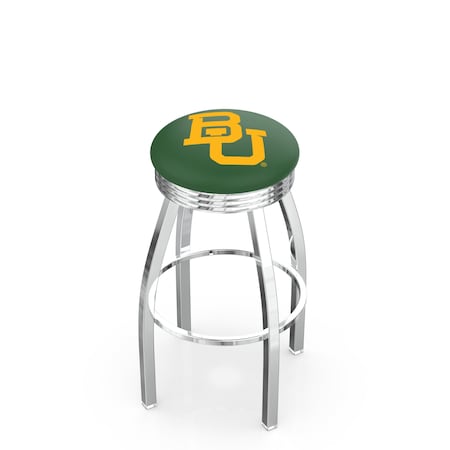 Holland Bar Stool Co 25" Chrome Baylor Swivel Bar Stool, Accent Ring L8C3C25Baylor