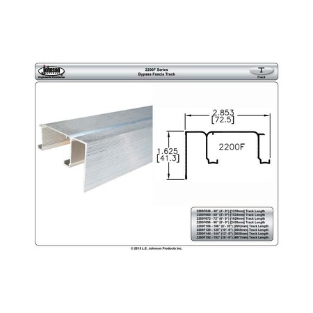Le Johnson Track Bypass Door Fascia 72 in L F/ 1-3/8 in 2200F072